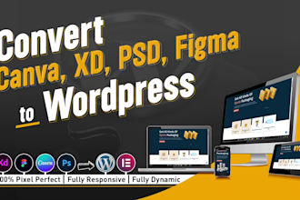 convert figma to wordpress, PSD to wordpress xd to wordpress, figma to elementor