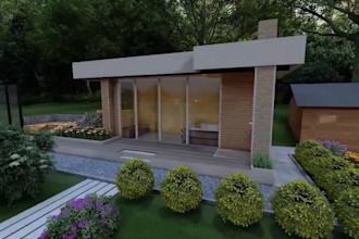 do 3d landscape design, exterior, backyard patio rendering architecture autocad