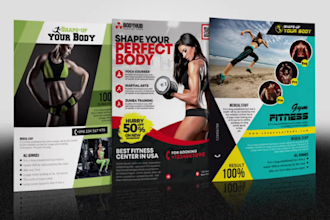 gym fitness flyer workout spa yoga personal trainer flyers