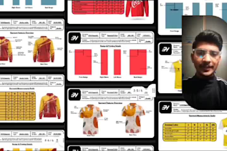 create fashion apparel clothing tech pack with 3d mockup