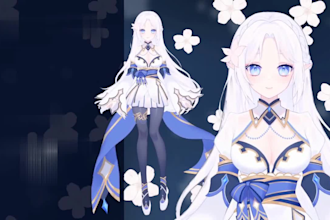 draw and rig live2d vtuber model 3d vtuber commission, png vtuber model, live2d