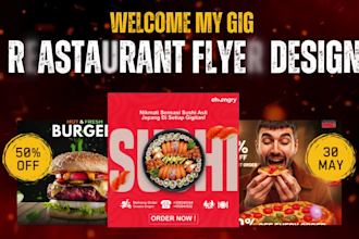 provide restaurant flyer marketing menu board food poster food thumbnails design