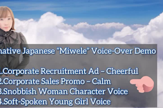 record a female japanese voice over with pro editing