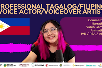create tagalog filipino voiceovers for your narration, commercial and characters
