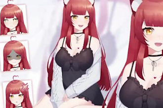 make 2d anime vtuber character model and rig live 2d vtuber model for streaming