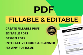 create a professional fillable PDF form, editable and interactive