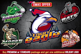 create unique sports, mascot, creative logo in 24 hours