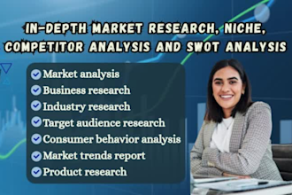 conduct in depth market research, niche, market trend, size and swot analysis