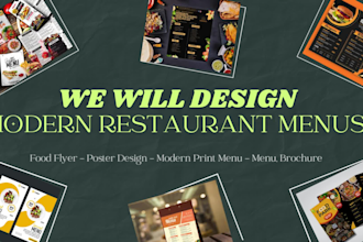 do modern restaurant menus,food flyers,or poster designs