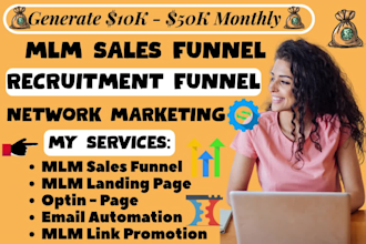 mlm affiliate recruitment funnel, mlm sales funnel, landing page, mlm promotion