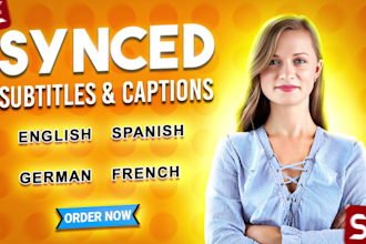add synced english german french spanish subtitles or closed captions to video