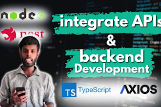 integrate apis with frontend and develop node nestjs backend