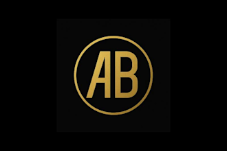 create a tech inspired initial logo in black and gold