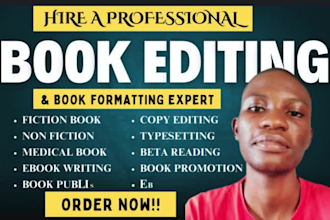 do fiction, nonfiction, isbn, textbook, editing, proofread, and format book,