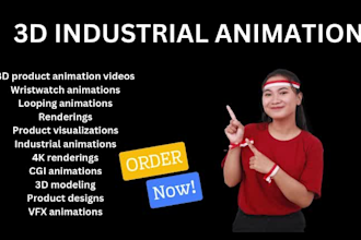 create 3d industrial video,  3d industrial animation 3d product animation cgi