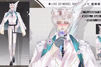 draw and rig live 2d model 2d male vtuber model live 2d for vtuber commission