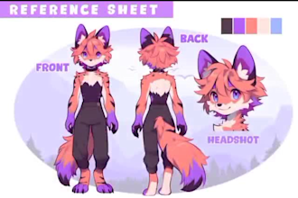 draw reference sheet for your furry oc, furry ref sheet, furry art, fursona