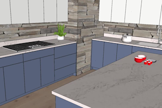 design kitchen and bathroom cabinets in mozaik and sketchup
