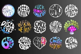 draw bold typography logo design circle style