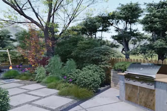 provide 3d renders for landscape, backyard, front yard