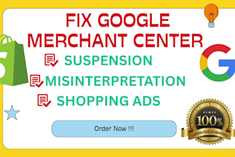 fix google merchant center suspension and misrepresentation