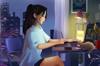 create lofi loop animation and  illustration with hip hop