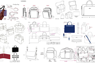 design your backpack, handbag, bag, wallet, and luggage, and make a tech pack