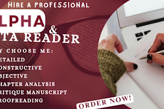 alpha or beta read your fiction novel, nonfiction memoir provide honest feedback