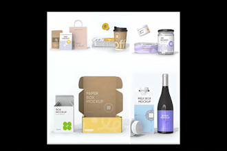 design box, bottle packaging, pouch packaging, drink packaging, with 3d mockup
