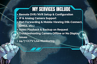 provide cctv live monitoring and expert remote configuration support