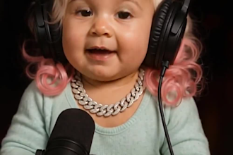 create viral baby talking podcast,  ai baby podcast video, news and reels