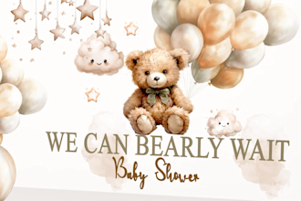 prepare a baby shower invitation and matching wrappers
