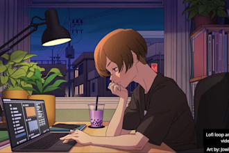 create cozy lofi animation video anime lofi girl illustration and loop animation