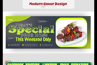 design facebook cover, youtube banner, email signature, linkedin cover