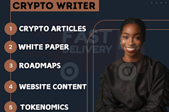 write SEO article on crypto and nfts, write and design whitepaper, roadmaps