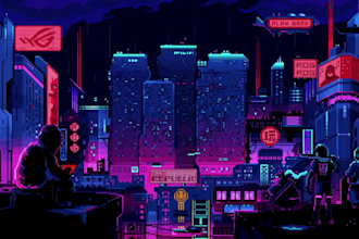 do 2d retro 8bit pixel art character looping lofi animation animated gif