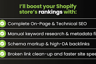 do complete shopify seo to improve ecommerce ranking, sales, and traffic