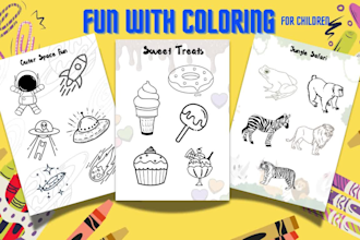 design custom children activity books, worksheets, coloring pages for kdp