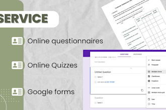 create questionnaires, assessment and google forms surveys