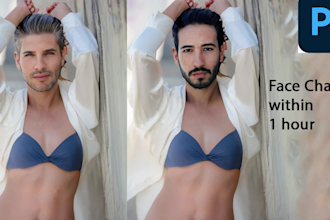 face swap, head change in photoshop within 1 hour