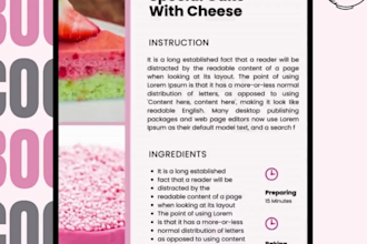 design and write recipes for cookbook recipe book and ebook self help workbook