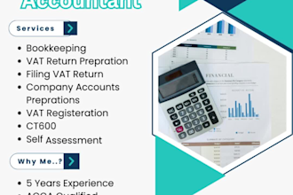 do UK self assessment, UK vat and UK company accounts with ct600