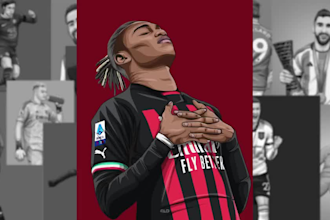 draw fantastic cartoon illustration football, soccer, tennis, player, yoga, ufc
