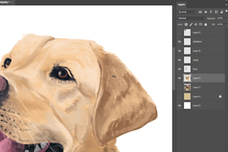 draw realistic digital painting of your pet, animal