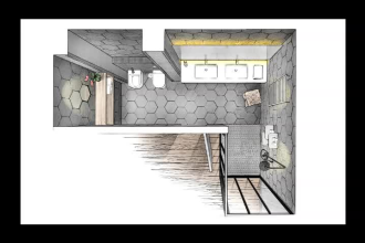 make bathroom interior illustration, sketch