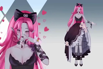 design and rig 2d to 3d vtuber model, pngtuber, live2d model, furry anime avatar