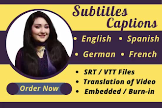 add subtitle and closed captions to english german french