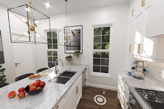 design 3d kitchen and dining interior render on 3ds max