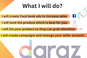 hunt and list products, and manage your store, daraz VA