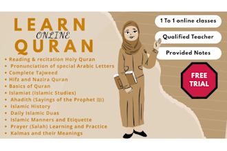 teach quran with proper tajweed , namaz islamic morals to kids and adults